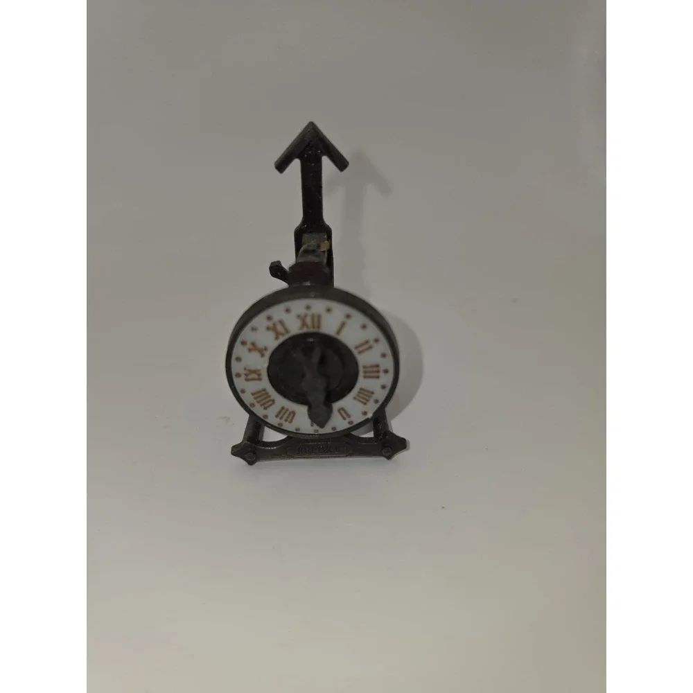 Vintage Metal Clock Pencil Sharpener Gears work! Clock Hands Turn 80's